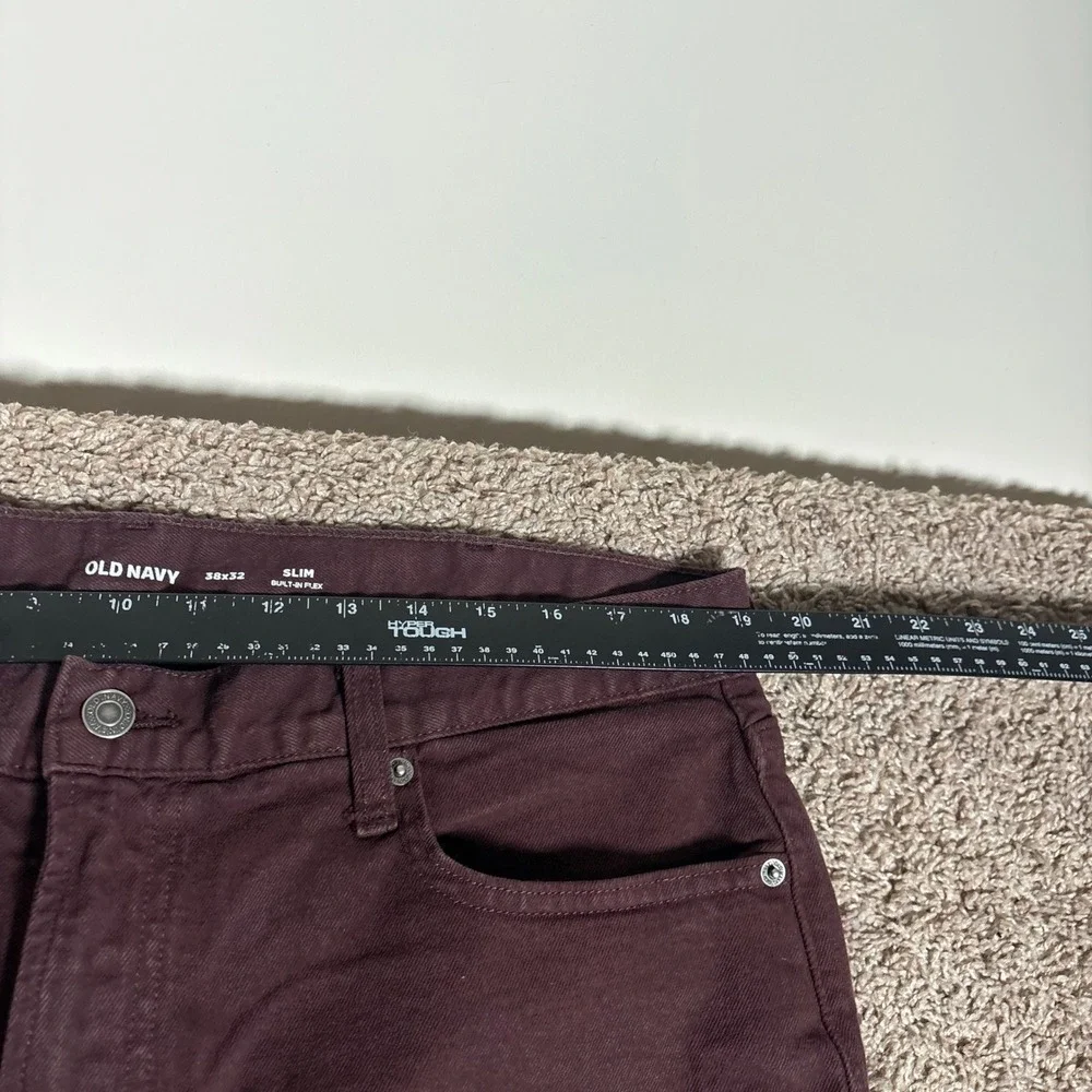 Old Navy Slim Built-In Flex Burgundy Jeans Mens Size 38x32 - Picture 5 of 9